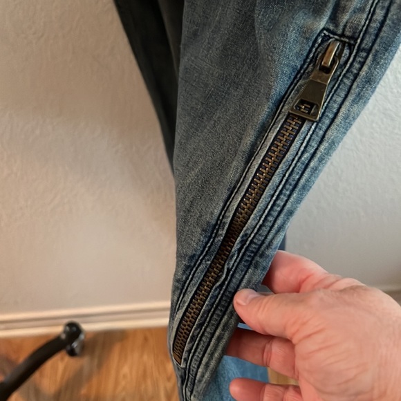 Free People Zipper Front Point Collar Long Sleeve Overall Denim Jumpsuit Size 28 - Picture 11 of 14